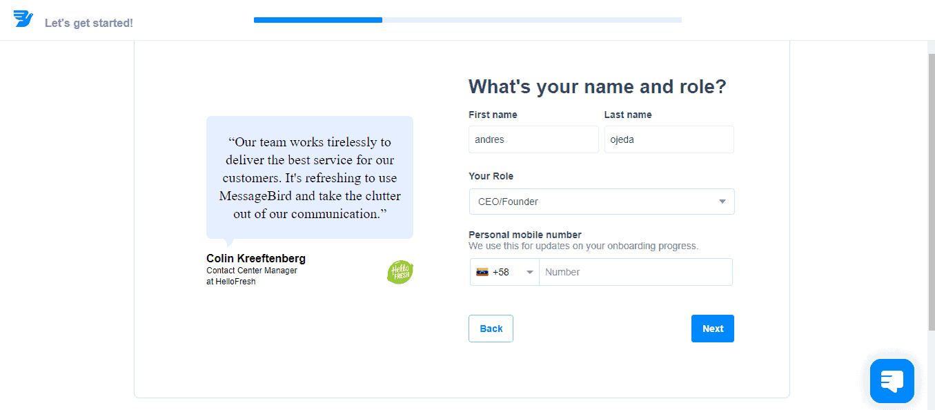 Como registrarse en MessageBird