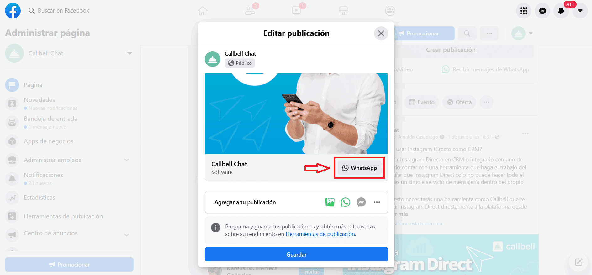 Comment ajouter un bouton WhatsApp à un post de Facebook?