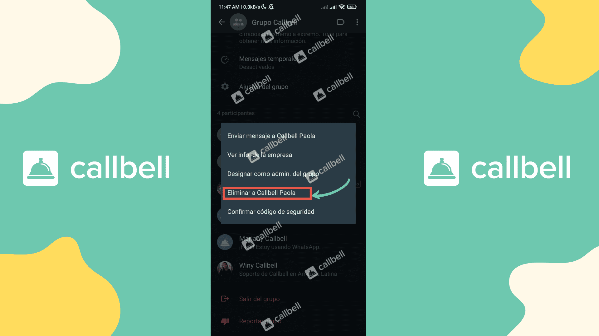 Eliminar un grupo de WhatsApp