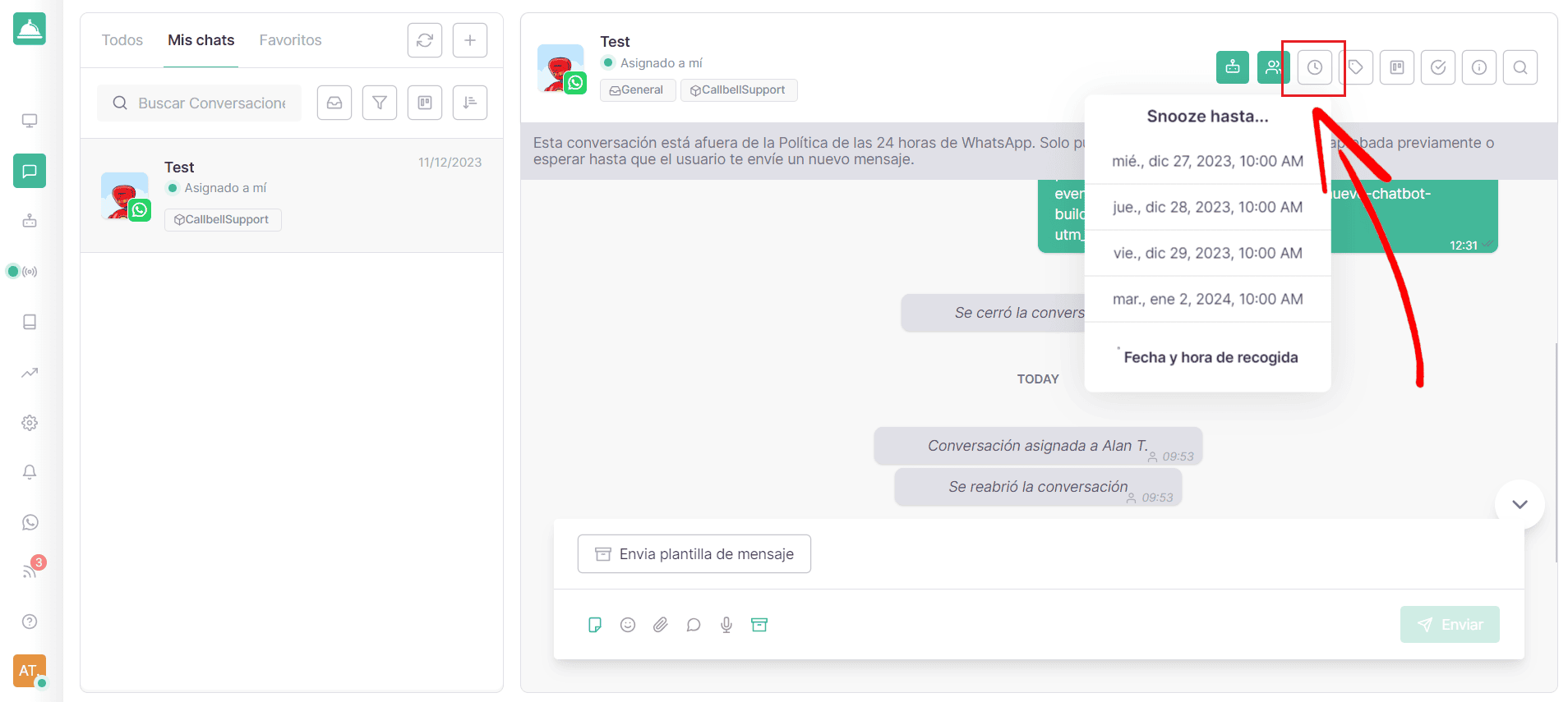 Rappels dans les conversations WhatsApp