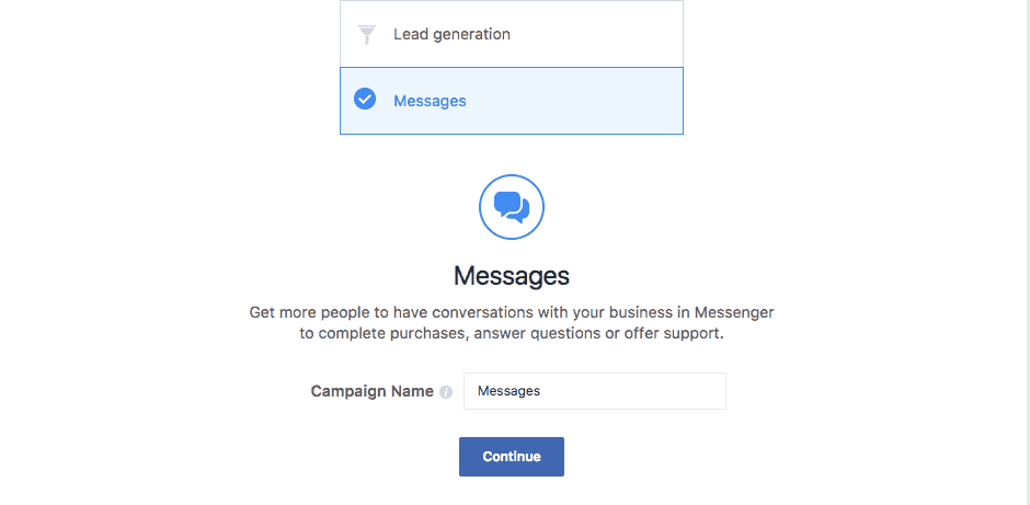 Creare un ad per Facebook Messenger