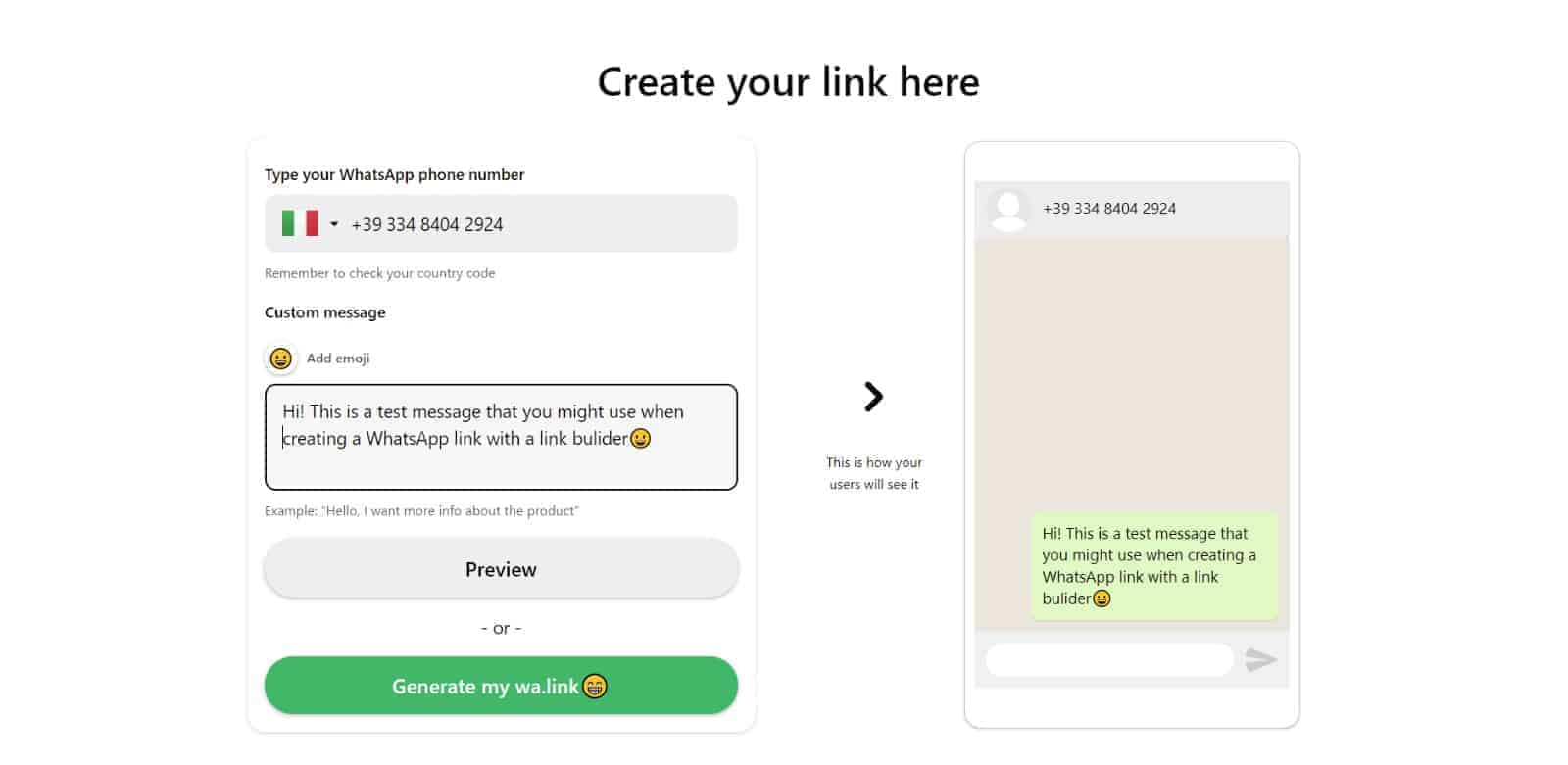 Generar un link para WhatsApp en línea
