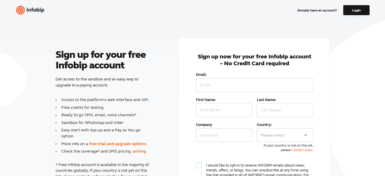 How to register on Infobip