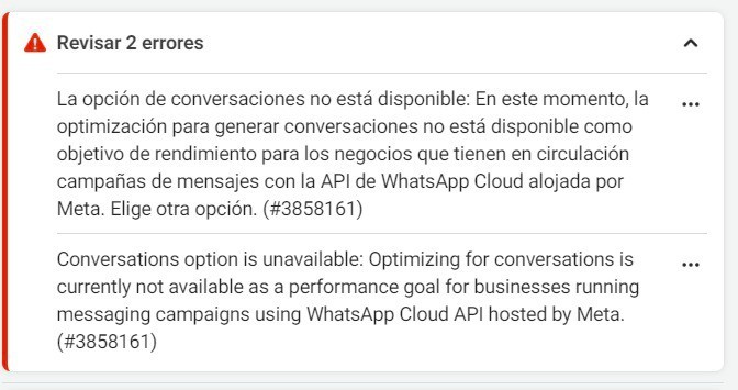 Problema con publicidad que renvia a WhatsApp API Cloud [Resuelto ✅]